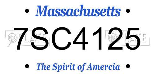 7SC4125 Massachusetts License Plate