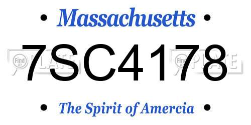 7SC4178 Massachusetts License Plate