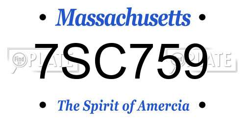 7SC759 Massachusetts License Plate