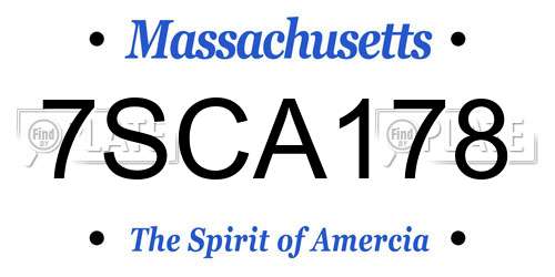 7SCA178 Massachusetts License Plate