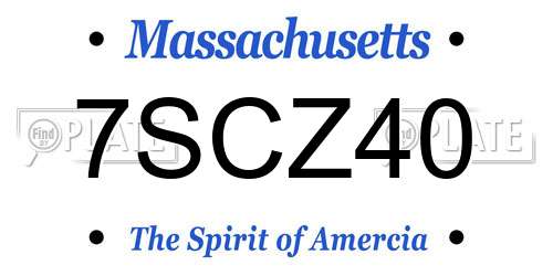 7SCZ40 Massachusetts License Plate