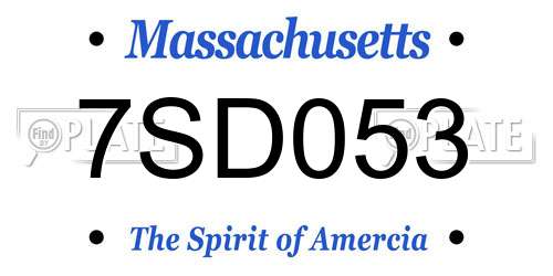 7SD053 Massachusetts License Plate