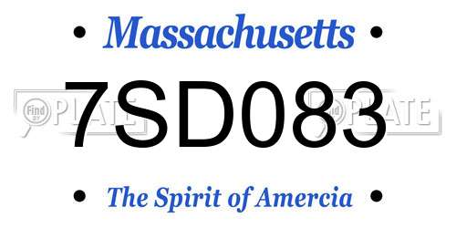 7SD083 Massachusetts License Plate