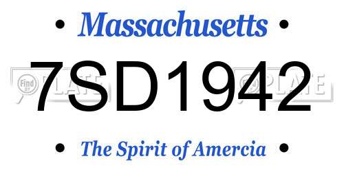 7SD1942 Massachusetts License Plate
