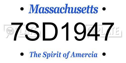 7SD1947 Massachusetts License Plate