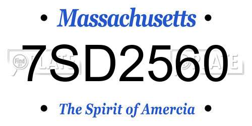 7SD2560 Massachusetts License Plate