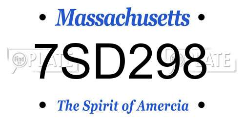 7SD298 Massachusetts License Plate