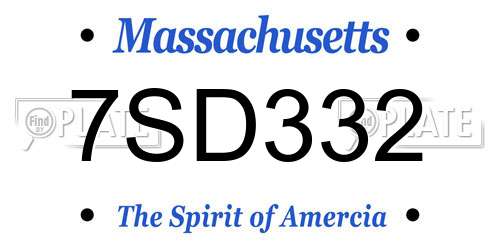 7SD332 Massachusetts License Plate