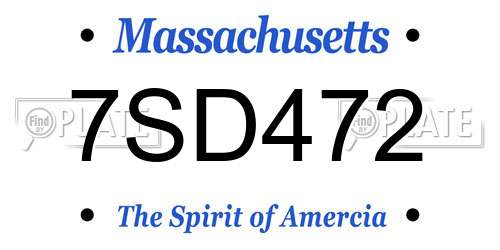 7SD472 Massachusetts License Plate