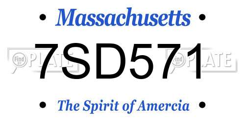 7SD571 Massachusetts License Plate