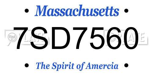 7SD7560 Massachusetts License Plate