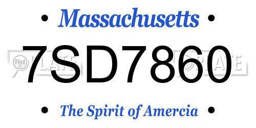 7SD7860 Massachusetts License Plate