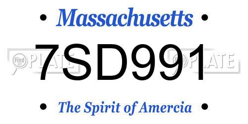 7SD991 Massachusetts License Plate