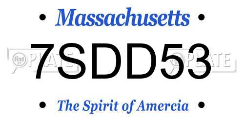 7SDD53 Massachusetts License Plate