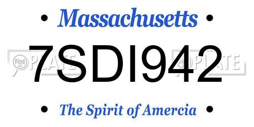 7SDI942 Massachusetts License Plate