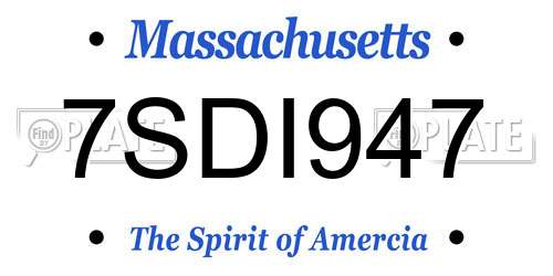7SDI947 Massachusetts License Plate