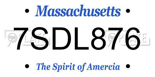 7SDL876 Massachusetts License Plate