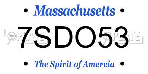 7SDO53 Massachusetts License Plate