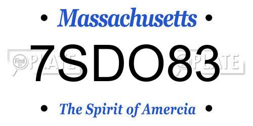 7SDO83 Massachusetts License Plate