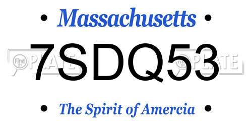 7SDQ53 Massachusetts License Plate