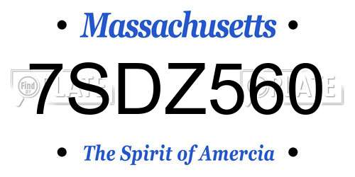 7SDZ560 Massachusetts License Plate
