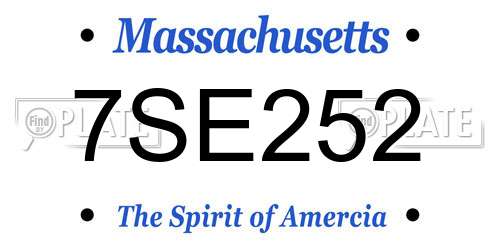 7SE252 Massachusetts License Plate