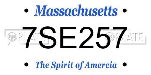 7SE257 Massachusetts License Plate