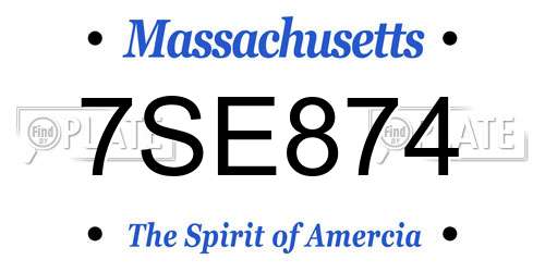 7SE874 Massachusetts License Plate