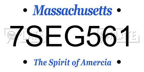 7SEG561 Massachusetts License Plate
