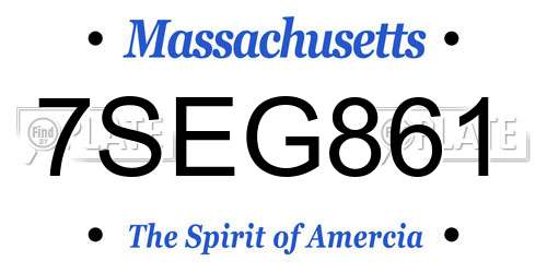 7SEG861 Massachusetts License Plate