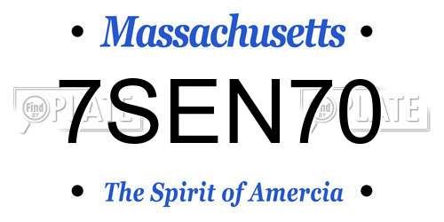 7SEN70 Massachusetts License Plate