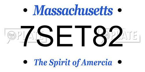 7SET82 Massachusetts License Plate