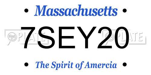 7SEY20 Massachusetts License Plate