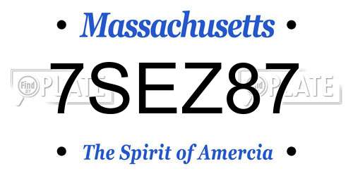 7SEZ87 Massachusetts License Plate