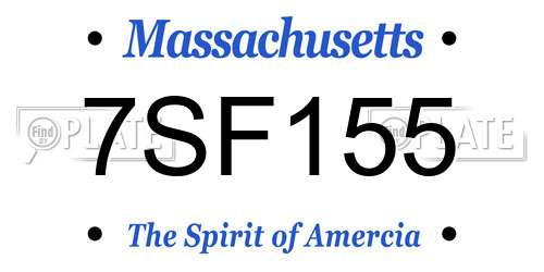 7SF155 Massachusetts License Plate
