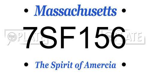 7SF156 Massachusetts License Plate