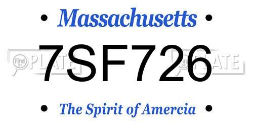 7SF726 Massachusetts License Plate