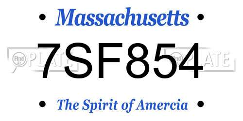 7SF854 Massachusetts License Plate