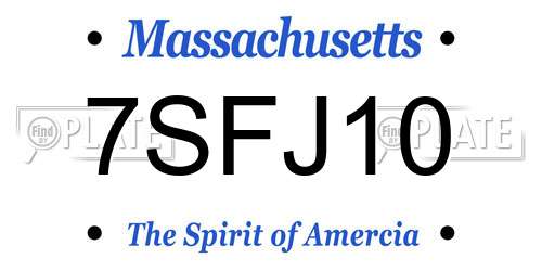 7SFJ10 Massachusetts License Plate