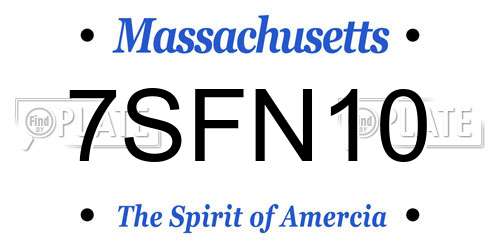 7SFN10 Massachusetts License Plate