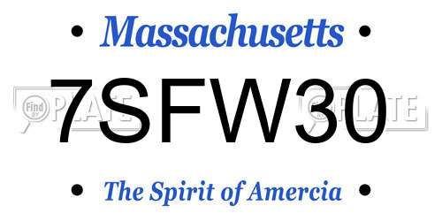 7SFW30 Massachusetts License Plate