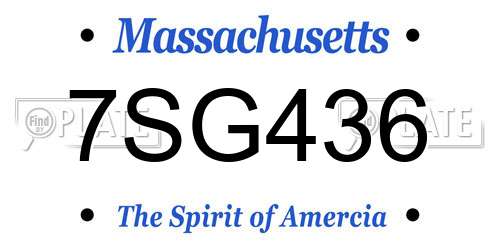 7SG436 Massachusetts License Plate