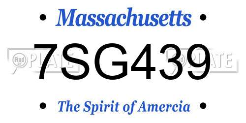 7SG439 Massachusetts License Plate