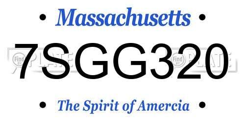 7SGG320 Massachusetts License Plate