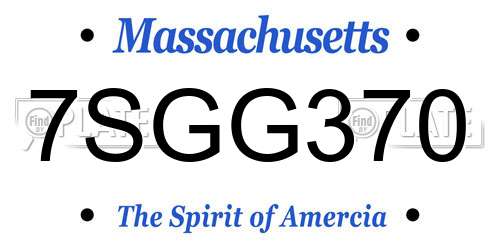 7SGG370 Massachusetts License Plate