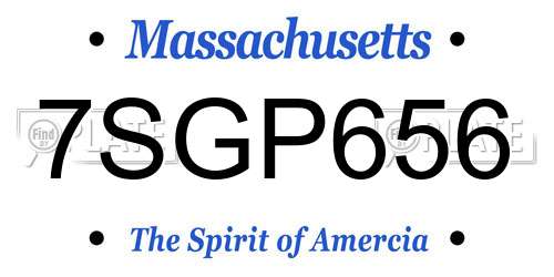 7SGP656 Massachusetts License Plate