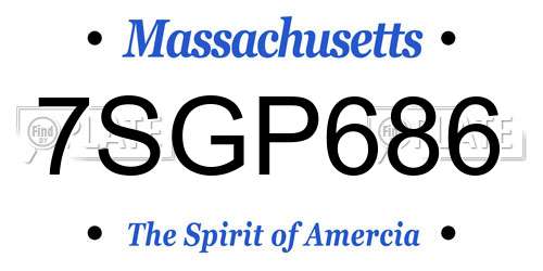 7SGP686 Massachusetts License Plate