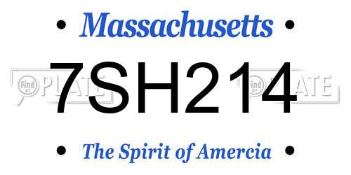 7SH214 Massachusetts License Plate