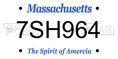 7SH964 Massachusetts License Plate