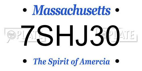 7SHJ30 Massachusetts License Plate